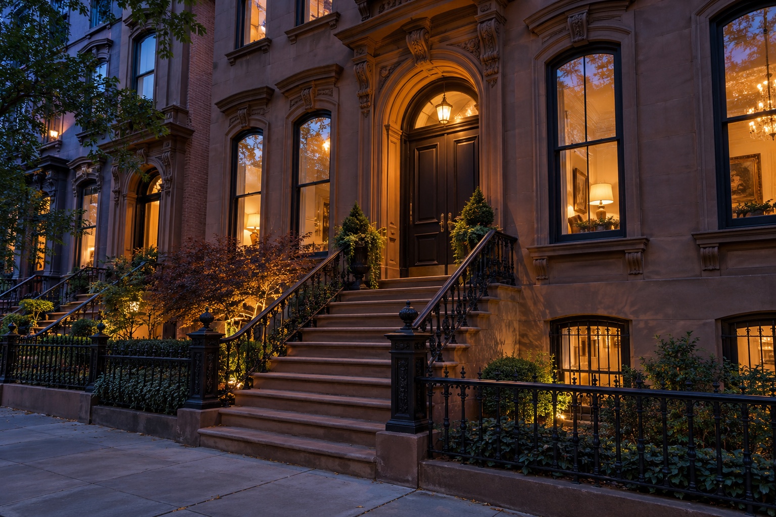 Illustrative illuminated New York home
